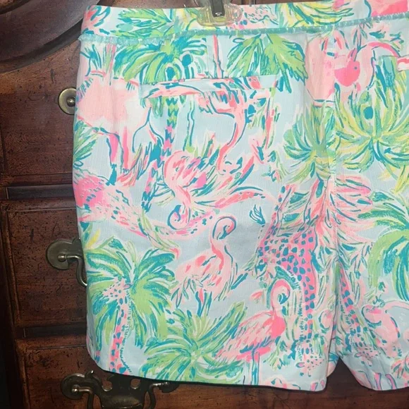 New with tags Lilly Pulitzer size 16 4” Adie Short Seasalt Blue On Parade Print - Picture 12 of 14